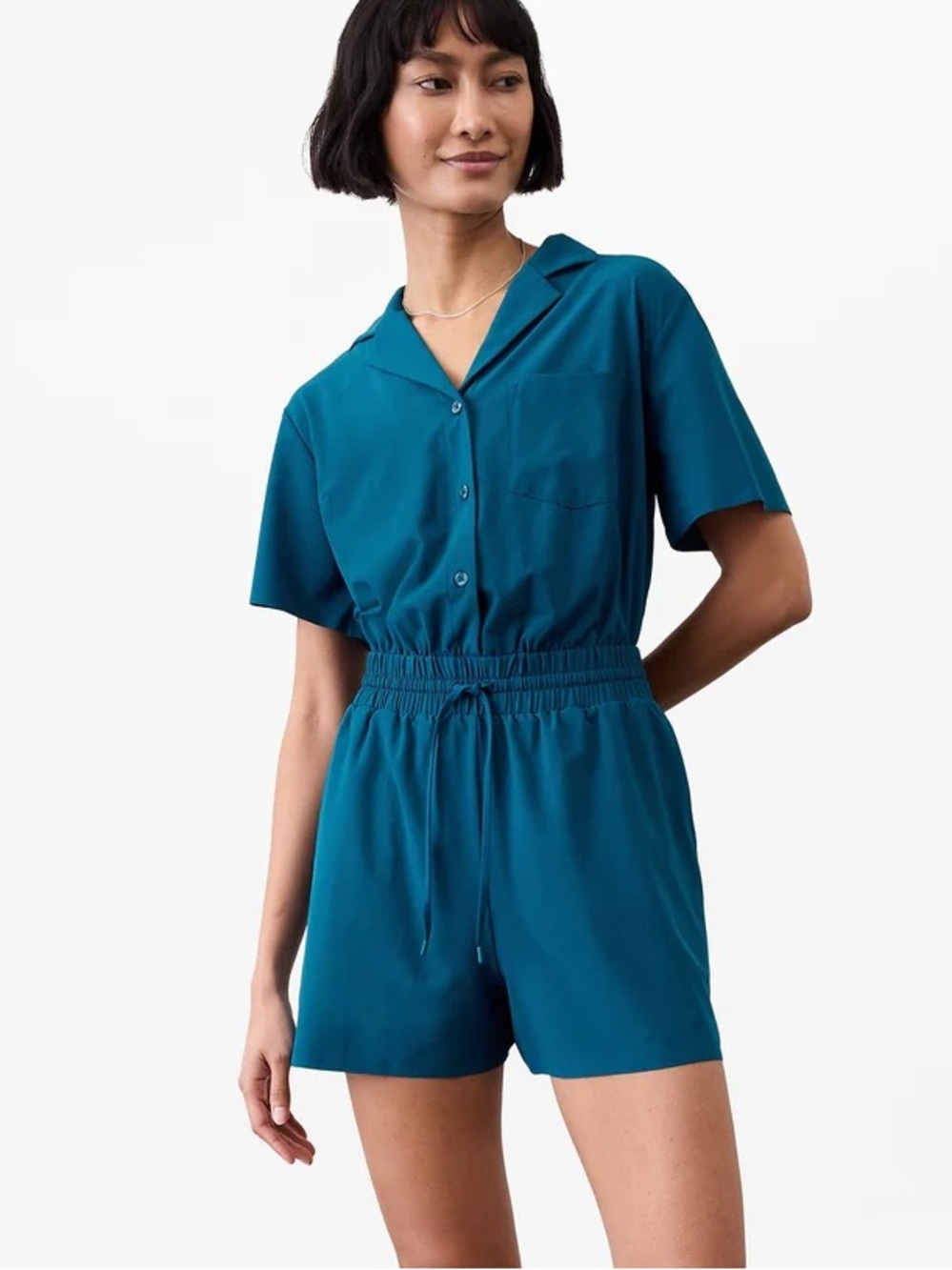 NWT Athleta Avenue Romper - S Tall - Coastal Teal